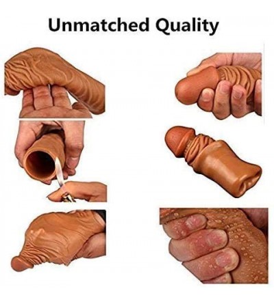 Pumps & Enlargers Sexy Stretchy Sleeve Extension Girth Enhancer Toy for Men Couple-Brown - CZ1978AYM60 $10.61
