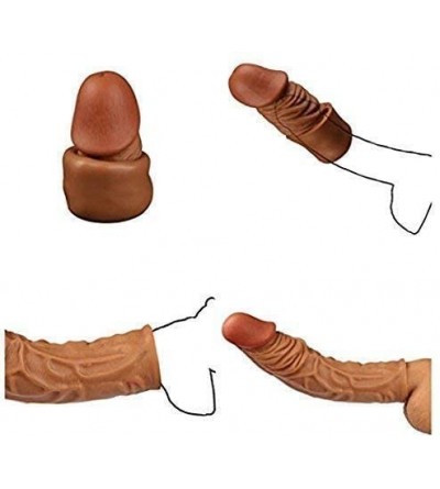 Pumps & Enlargers Sexy Stretchy Sleeve Extension Girth Enhancer Toy for Men Couple-Brown - CZ1978AYM60 $10.61