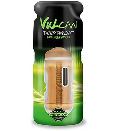 Male Masturbators Vulcan Deep Throat with Vibration- Mocha- Male Masturbator Cup Sex Toy with Removable Vibration Bullet- 0.0...