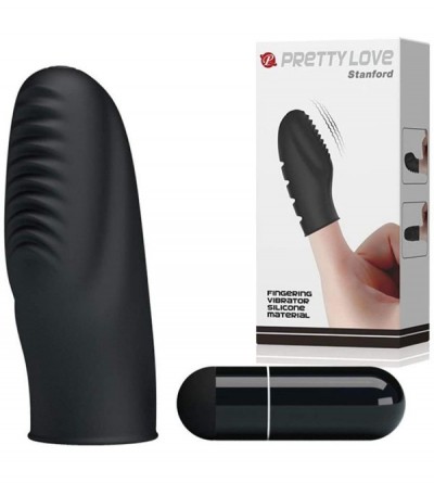 Vibrators Black Silicone Finger Vibrant Toy for Couple Waterproof Stimulation Wonderful Finger Massager - CY18AHDRTQK $30.74