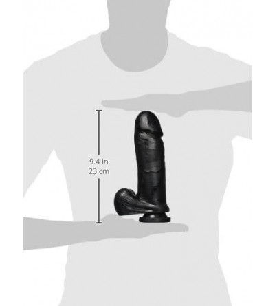 Dildos Cock with Balls Suction Cup Dildo- Black- 9 Inch - C61157AKX9R $30.14