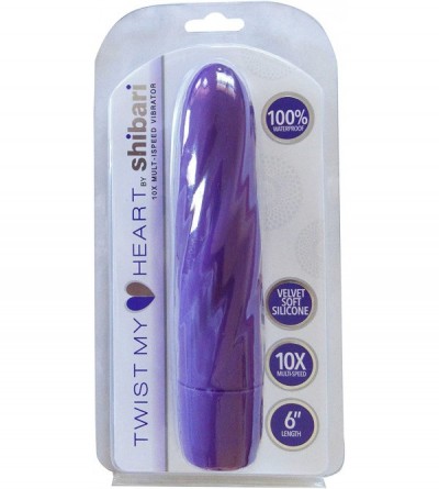 Vibrators Twist My Heart Vibe- Textured Silicone Vibrator- 10x- Purple - Purple - CB1925YSQC8 $10.95
