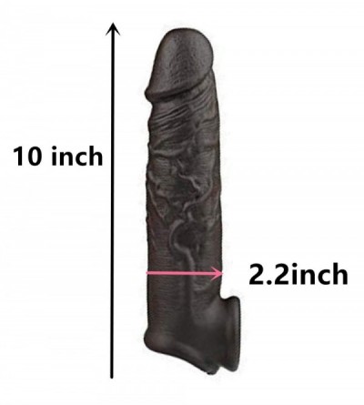 Pumps & Enlargers Lovely and Lifelike Male Black 10 in. Silicone penile Condom Fantasy Sex Chastity Toys Lengthen Cock Sleeve...