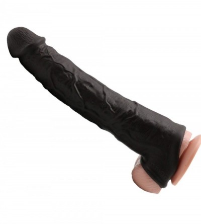 Pumps & Enlargers Lovely and Lifelike Male Black 10 in. Silicone penile Condom Fantasy Sex Chastity Toys Lengthen Cock Sleeve...