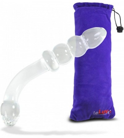 Dildos Dildo 7.5 inch Bent Clear Glass Wand G-Spot Beads Bundle with Premium Padded Pouch - Clear - CO1844MGEIU $32.33