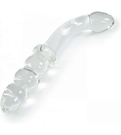 Dildos Dildo 7.5 inch Bent Clear Glass Wand G-Spot Beads Bundle with Premium Padded Pouch - Clear - CO1844MGEIU $9.05
