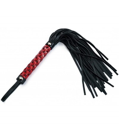 Paddles, Whips & Ticklers Faux Leather Short Riding Whip with Diamond Pattern Handle - C618QXNA7UU $6.32
