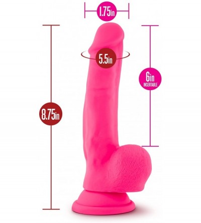 Dildos 8.75" Realistic Silicone Dildo Suction Cup Harness Compatible (Hot Pink) - Hot Pink - C112N9QK6D2 $18.36