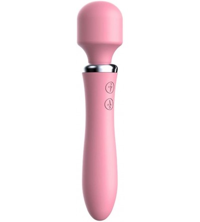 Vibrators Cordless Wand Massager 10 Vibration Mode Double-Head Vibration Contact More Area Waterproof Pink - CF19HZNZUUX $47.51