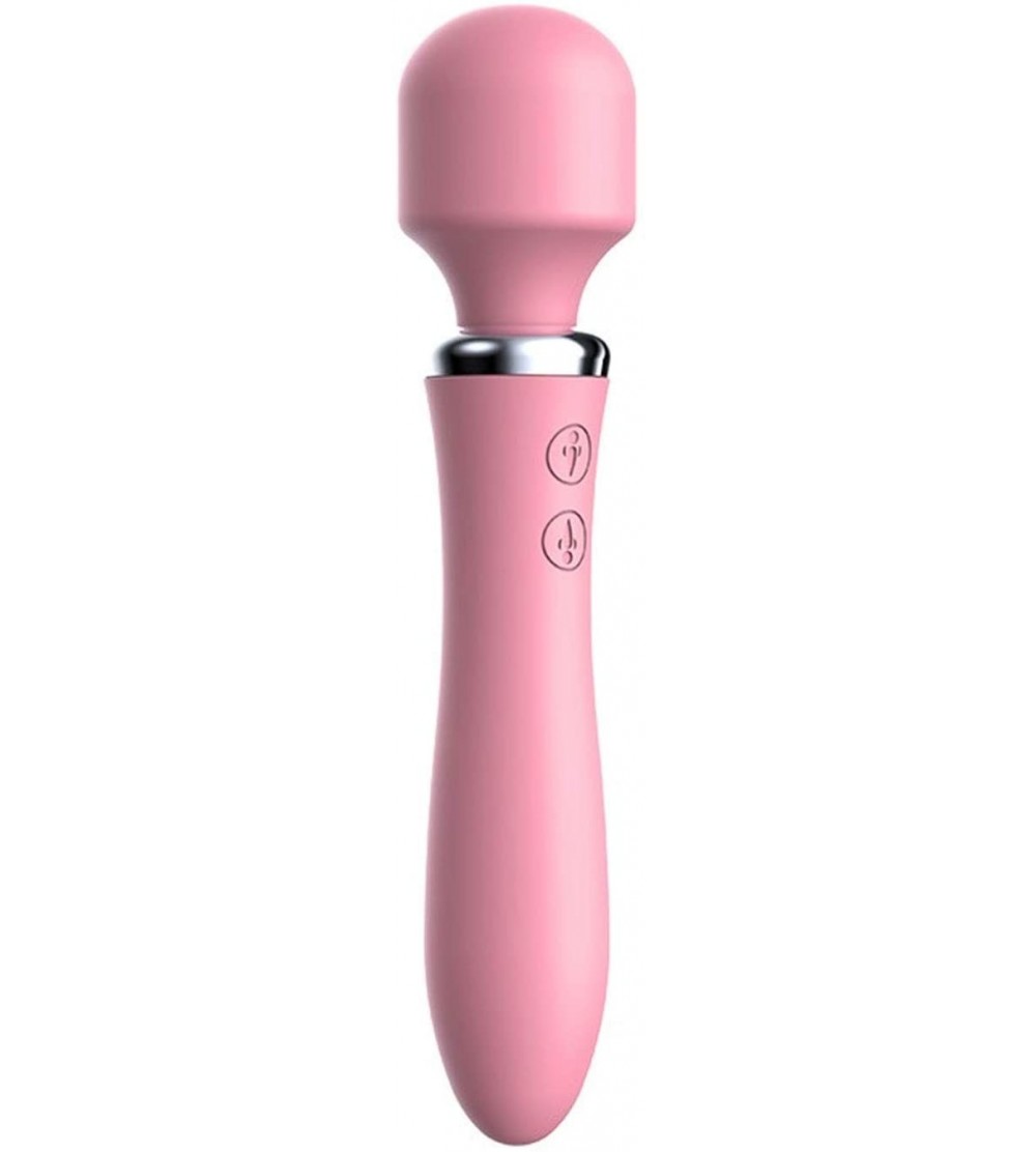 Vibrators Cordless Wand Massager 10 Vibration Mode Double-Head Vibration Contact More Area Waterproof Pink - CF19HZNZUUX $23.75