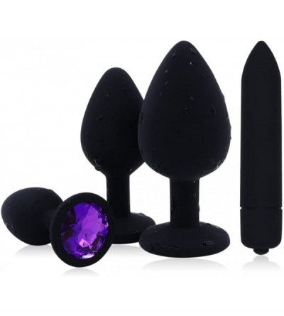 Anal Sex Toys 4PCS Anal Butt Plugs Trainer Kit Beginner Set Medical Silicone Prostate Massager (Black) - CV18C8KH4ZA $32.41