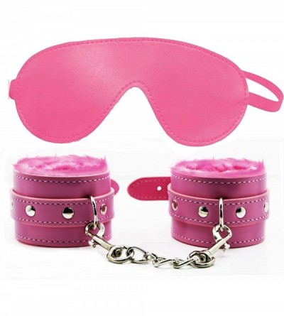 Blindfolds Soft Velvet Cloth Blindfold Eye Mask- Fur Leather Handcuffs Good for Sex Play - Pink - C218EIWE56K $27.38