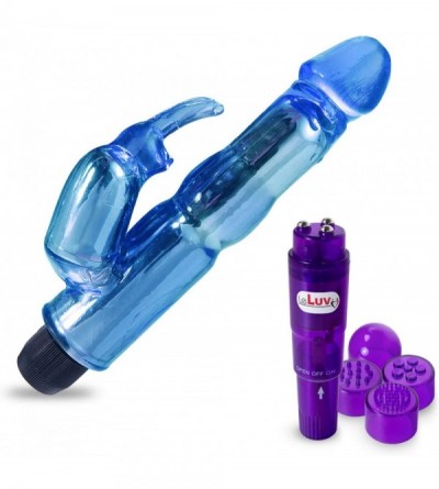 Vibrators Rabbit Vibrator Waterproof Bath Time Bunny Bundle with Pocket Rocket Multihead Personal Massager Blue - Blue - CQ12...