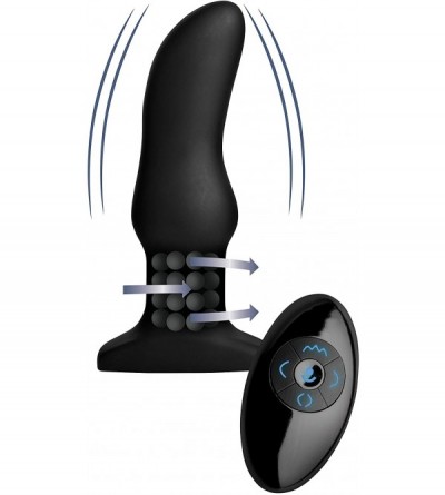 Anal Sex Toys Curved Rimming Plug with Remote- Model M- Black - Model M - C51800D7WMX $87.36
