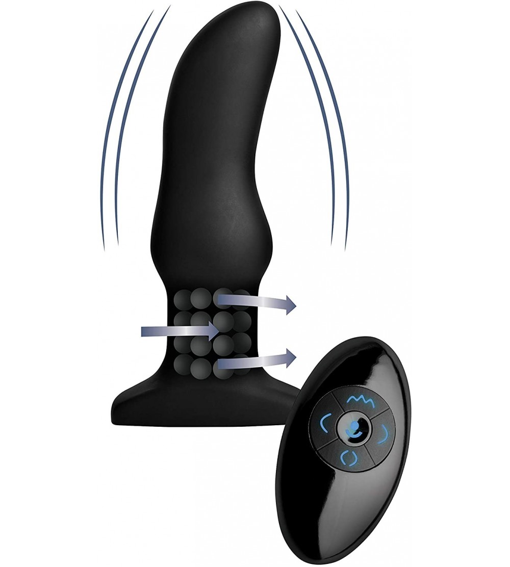 Anal Sex Toys Curved Rimming Plug with Remote- Model M- Black - Model M - C51800D7WMX $41.98