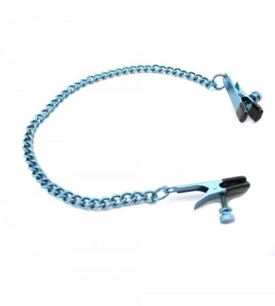 Restraints Nipple Clamps- Alligator with Chain- Blue - Blue - CE112E5UQSR $28.40