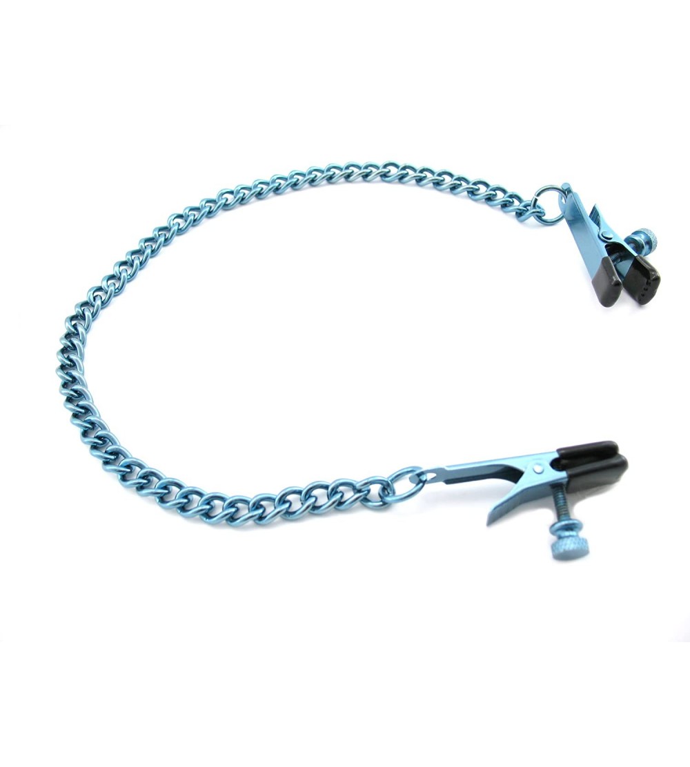 Restraints Nipple Clamps- Alligator with Chain- Blue - Blue - CE112E5UQSR $11.36