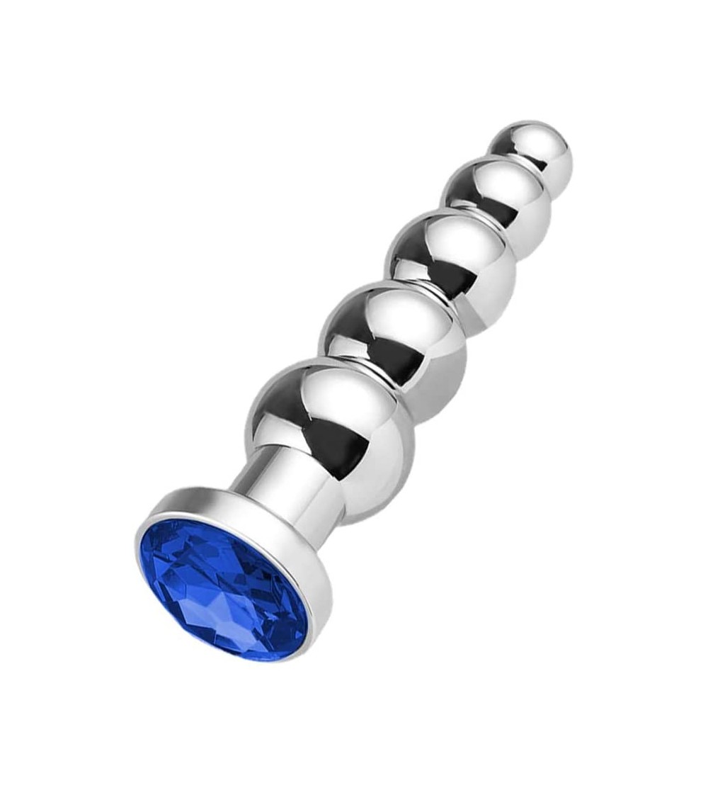 Anal Sex Toys Anal Beads- Blue Jewelry Metal Butt Plug Anal Trainer Toys with 5 Graduated Balls Fetish Kinky Sex Love Tools f...