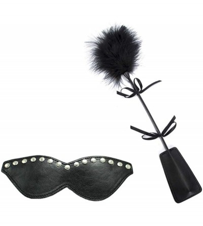 Paddles, Whips & Ticklers Feather and Black Blindfold Comfortable for Couples Game Gift - Black9 - C3199IEID04 $6.20