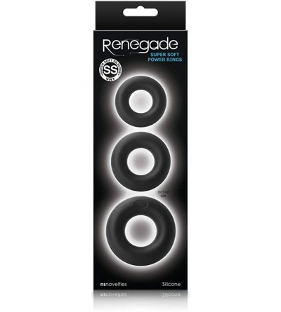 Penis Rings Renegade Super Soft Power Rings - Black - Black - C518KLCZSH6 $16.57