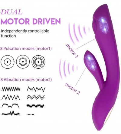Vibrators G Spot Rabbit Vibrators for Women Dual Motors 8+8 Modes- Hitting Vibrating 2 in 1 Female Sex Toys with Bunny Ears P...