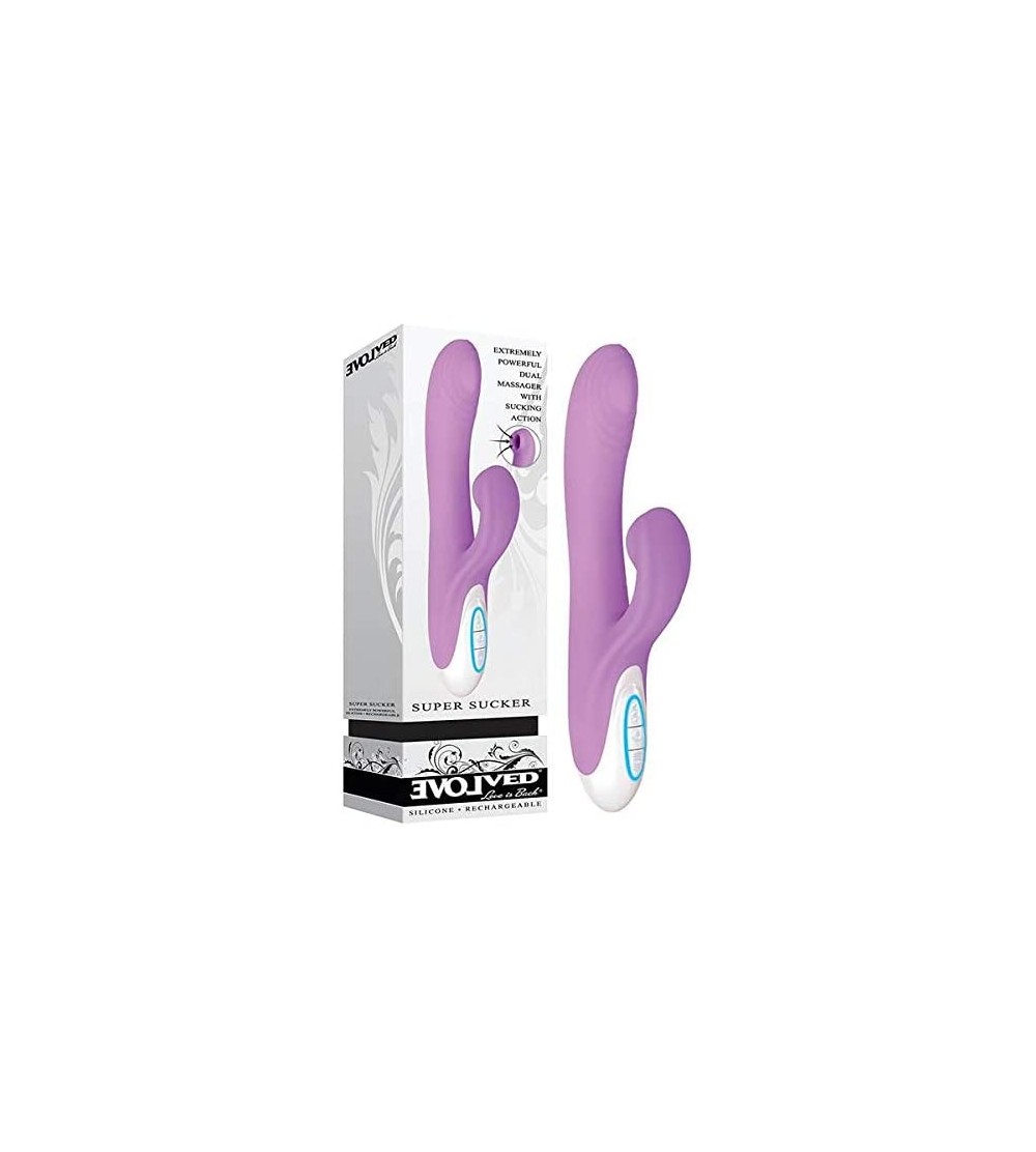 Vibrators Love Is Back Super Sucker Silicone Rechargeable Rabbit G-Spot Vibrator- Pink/Purple - CY18UA6GYNX $46.30