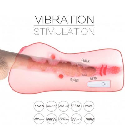 Male Masturbators Vibrating Male Masturbator- Vagina Pussy Masturbation Stroker with 9 Vibration Modes and Female Moans - CP1...