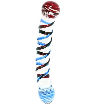 Dildos 7.9 Inches Colorful Two Head Clitoral Stimulator Glass Dildo with Anal Plugs- Glass Pleasure Wand for Couples - CW11AI...