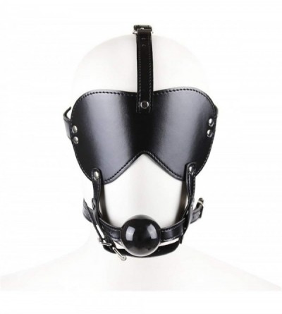Blindfolds PU Leather Hood Blindfold Headgear Solid Mouth Ball Role Play Hallowmas Costume Masquerade Party Accessories (Blac...