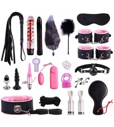Restraints 22pc Leather Handcuffs Set Adult Bed Game Toys for Couples Getting Excited Kit Pleasure Toys for Men Women - Pink ...