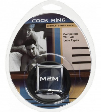 Penis Rings Cock Ring- Nitrile- 3 Piece Set- Black - Black - C9114BJMW6N $8.13