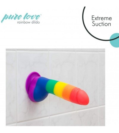 Dildos 8 inch Rainbow Striped Silicone Dildo with Suction Cup- Pride Colors- Harness Compatible- Adult Sex Toy - CF18H5C8ISO ...