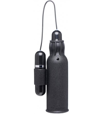 Male Masturbators Lightning Stroke Silicone Stroker with Vibrating Bullet- 1 Count- Black - C218RZ2E8E7 $47.50