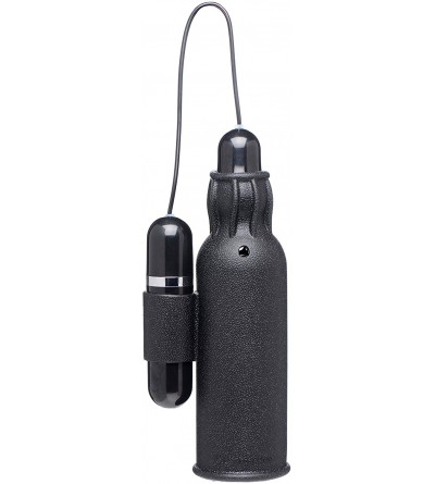 Male Masturbators Lightning Stroke Silicone Stroker with Vibrating Bullet- 1 Count- Black - C218RZ2E8E7 $20.00