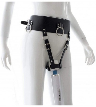 Chastity Devices PU Leather Forced Orgasm Belt Female Chastity Belt Magic Wand Holder BDSM Bondage Harness Strapon Sex Toys f...