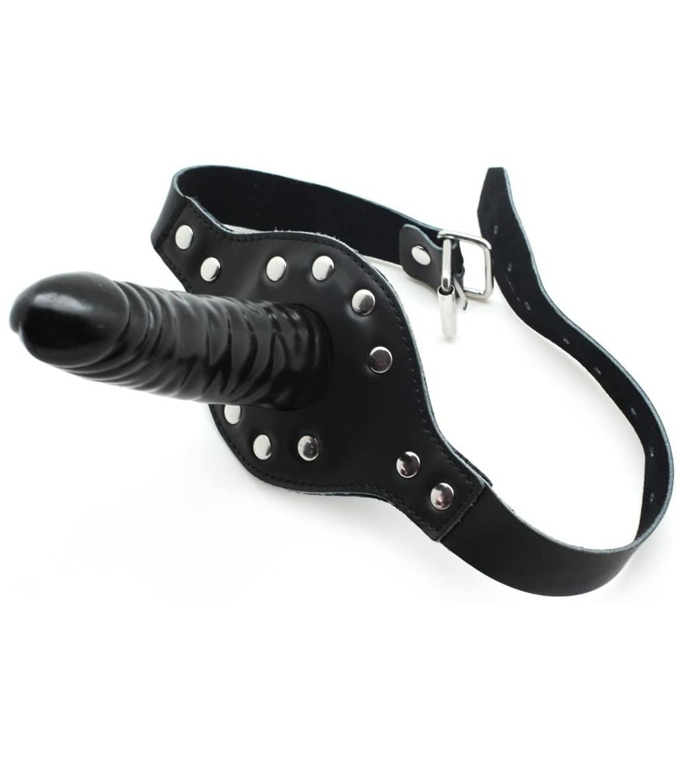 Gags & Muzzles Single-Ended Dildo Gag- Leather Single Dong Hardness Mouth Plug Black - C1127XIBTDZ $17.33