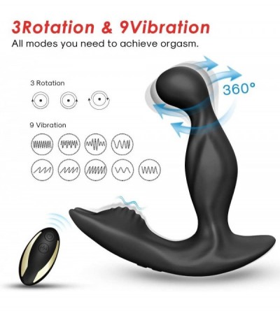 Vibrators Vibrating Prostate Massager Flashlight Rotating Bat Butt Plug Remote Control Vibrator with 9 Speed and 5 Rotating M...