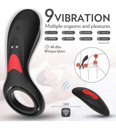 Penis Rings Effective Time Delay Massager Pennis Rings for Men 10 Frequency Vibration Silicone Massage Ring Waterproof- Benda...