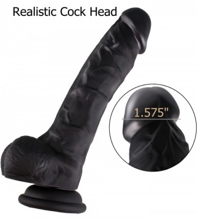 Dildos 8 Inch Black Silicone Realistic Toys Waterproof Tools for Women Female - C918SY239GM $13.39