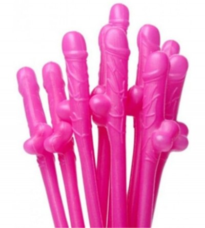 Novelties 20 Pecker Penis Shaped Willy Drinking Straws Bachelorette Bachelor Party Wedding - Hot Pink - CF182M36NK8 $7.96