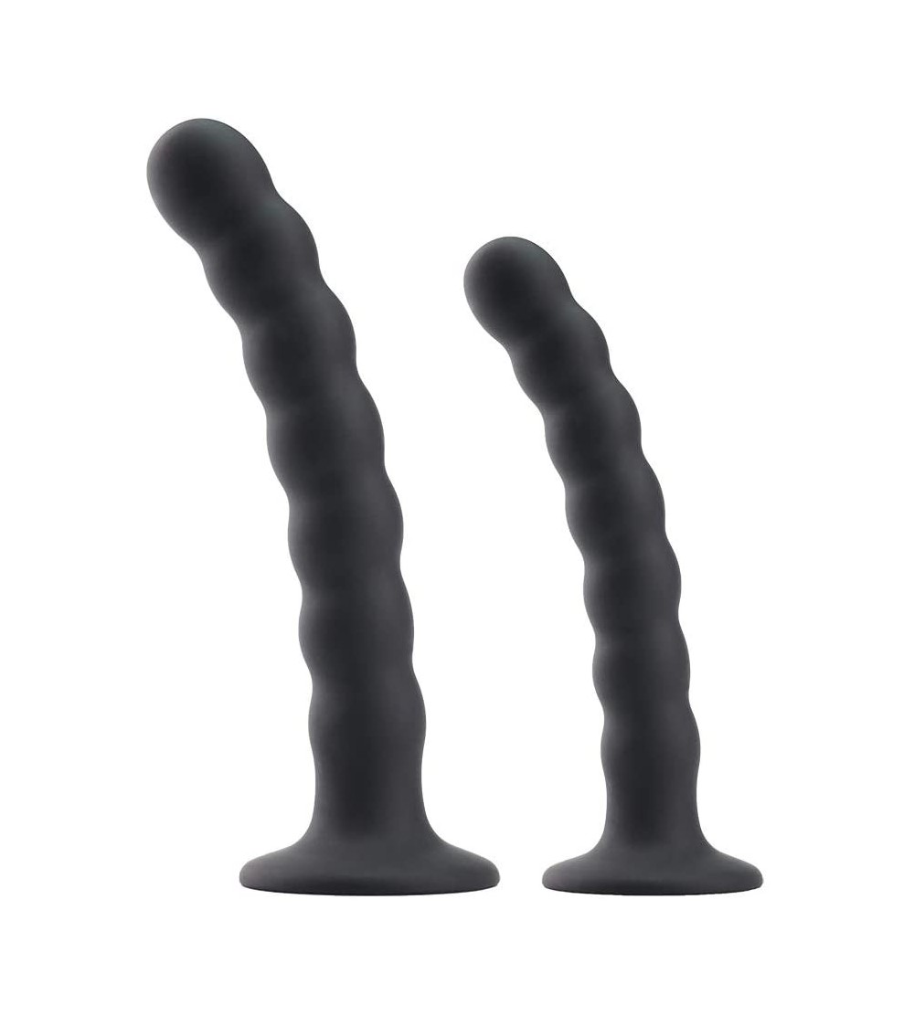 Anal Sex Toys 2Pcs Silicone Anal Beads with Suction Cup Butt Plug Trainer Kit for Men Women Couples - CE190MQYMIH $11.72