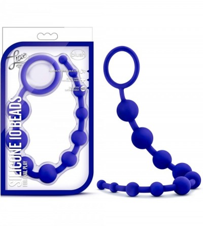 Anal Sex Toys Silky Smooth Beginner Silicone Anal Beads 12.5" Length with Pull Handle - Indigo - CS12NETDLYY $31.40