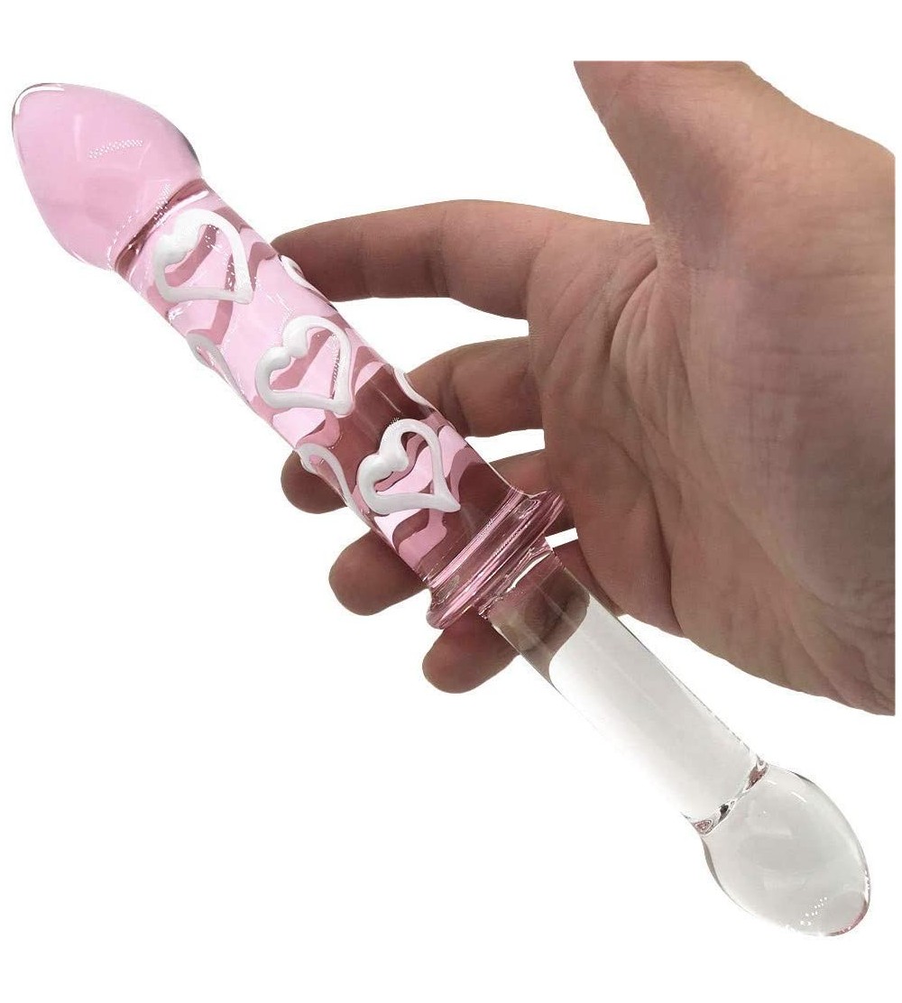 Dildos Pink Heart Glass Dildo Female Masturbation Crystal G-spot Stimulator Glass Anal Plug - C511FTZ9NUB $6.70
