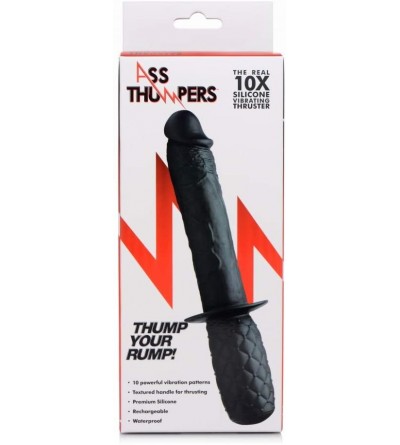 Anal Sex Toys AG152 Realistic 10X Silicone Vibrating Thruster- Black - CQ18UUYUN5S $24.55