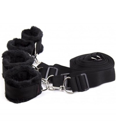 Restraints Fetish Under Bed Bondage Restraint System- Furry Handcuffs and Ankle Cuffs Restraint Kit with Adjustable Strap - C...