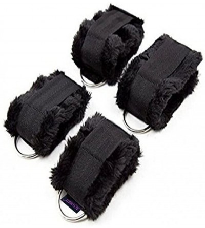 Restraints Fetish Under Bed Bondage Restraint System- Furry Handcuffs and Ankle Cuffs Restraint Kit with Adjustable Strap - C...