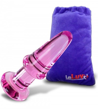 Anal Sex Toys Butt Plug Beginner 5 inch Glass Anal Toy Pink Bundle with Premium Padded Pouch - Pink - C711EXGTNUH $34.41