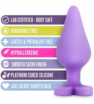 Novelties Naughtier Candy Heart - Smooth Satin Heart Shaped Base Anal Butt Plug Platinum Silicone Erotic Message - Purple - C...