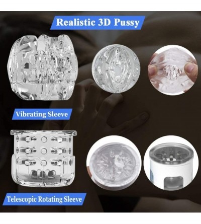 Male Masturbators Pocket Pussy Male Masturbator Cup Sex Toys Stroker-Realistic Vagina Pussy with 10 Vibrating 5 Telescopic Ro...