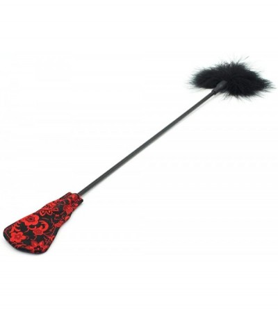 Paddles, Whips & Ticklers Riding Crop with Tickler Feather Sex Flirting Spanker Adult Toy Red- Black - CD120918913 $31.49